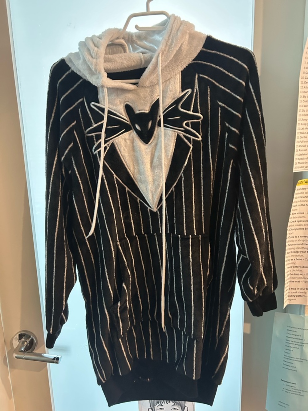 Disney The Nightmare Before Christmas Black and White Plush Hooded Top
